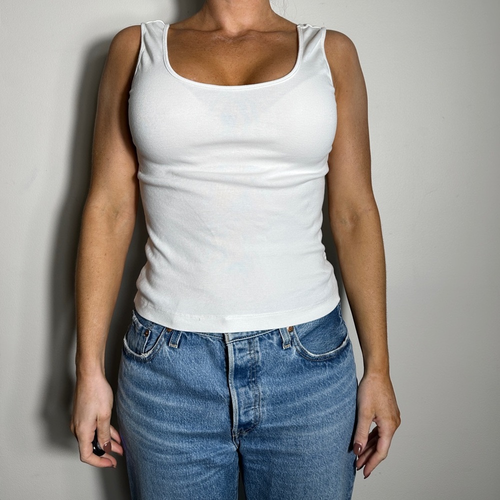 Able 100% Cotton Basic White Tank Size Large